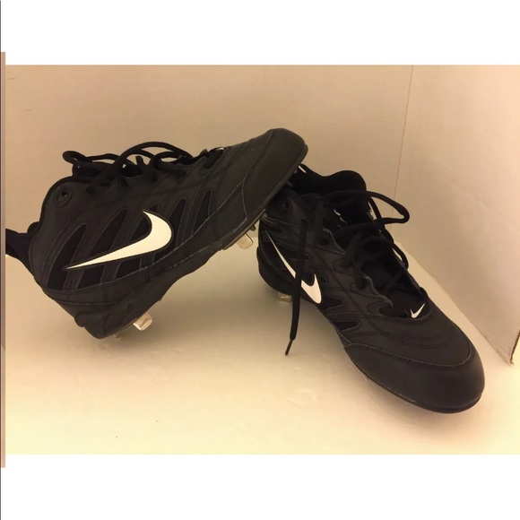 New Nike Air Mid Cut Football Soccer Cleats Men Shoes Leather Black white 7 - Picture 3 of 9